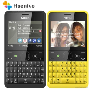 210 Originál Nokia Asha 210 Odomknutý GSM 2.4`Dual SIM Kariet, 2MP QWERTY Klávesnicu, Len v angličtine Telefón zrekonštruovaný